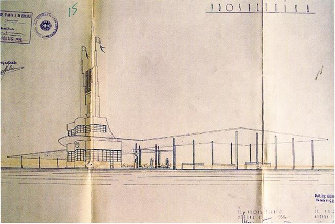 Schizzo della stazione di servizio Fiat Tagliero tratto dal libro “Asmara: Afric